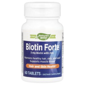 Natures Way Biotin Forte com Zinco 3 mg 60 Comprimidos