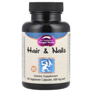 Dragon Herbs Cabelo e Unhas 500 mg 100 Cápsulas Vegetarianas