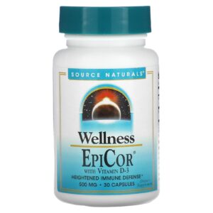 Source Naturals Wellness EpiCor com Vitamina D-3 500 mg 30 Cápsulas