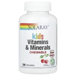 Solaray Vitaminas e Minerais para Crianças Mastigável Cereja Negra Natural 120 Gomas Mastigáveis