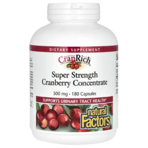 Natural Factors CranRich Cranberry Concentrado Potência Superior 500 mg 180 Cápsulas