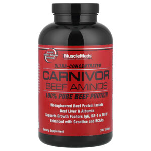 MuscleMeds Carnivor Beef Aminos 100% Proteína Bovina Pura 300 Comprimidos