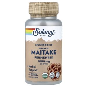 Solaray Cogumelos Maitake Orgânicos Fermentados 60 Cápsulas Orgânicas (500 mg por Cápsula)