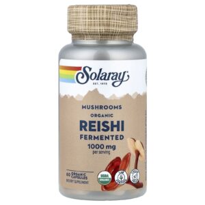 Solaray Cogumelo Reishi Fermentado 60 Cápsulas Orgânicas (500 mg por Cápsula)