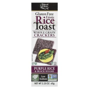 Edward & Sons Exotic Rice Toast™ Biscoitos Integrais Arroz Roxo e Gergelim Preto 65 g (225 oz)