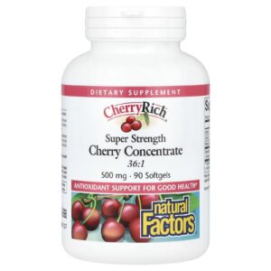 Natural Factors Cherry Rich Concentrado de Cereja Superpotente 500 mg 90 Cápsulas Softgel