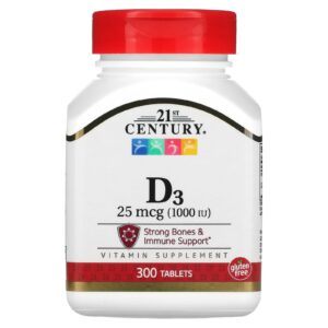 21st Century Vitamina D3 25 mcg (1.000 UI) 300 Comprimidos