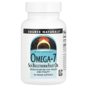 Source Naturals Ômega-7 Óleo de Fruta de Espinheiro Marítimo 60 Cápsulas Softgel Vegetais