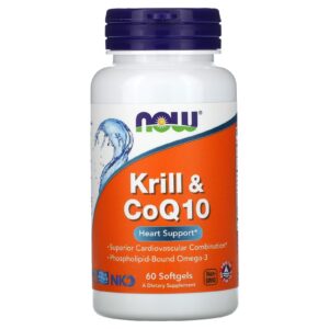 NOW Foods Krill e CoQ10 60 Cápsulas Softgel