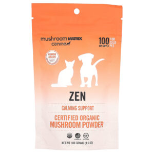 Mushroom Matrix Canine Zen Cogumelo Orgânico em Pó Para Animais de Estimação de 25 lb Para Cães e Gatos 100 g (35 oz)
