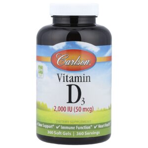 Carlson Vitamina D3 2.000 UI (50 mcg) 360 Cápsulas Gelatinosas