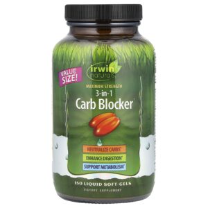 Irwin Naturals 3-in-1 Carb Blocker® Maximum Strength 150 Cápsulas Softgel Líquidas