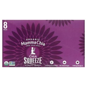 Mamma Chia Espremedor de Chia Orgânica Lanche Vitalidade Blackberry Bliss 8 Espremedores 99 g (35 oz) Cada