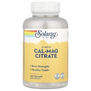 Solaray Citrato Cal-Mag Proporção 1:1 180 VegCaps