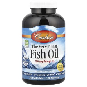 Carlson The Very Finest Fish Oil Limão Natural 240 Cápsulas Softgel