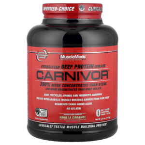 MuscleMeds Carnivor™ Isolado de Proteína Bovina Hidrolisada Caramelo de Baunilha 1.775 g (39 lb)