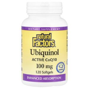 Natural Factors Ubiquinol CoQ10 Ativa QH 100 mg 120 Cápsulas Softgel