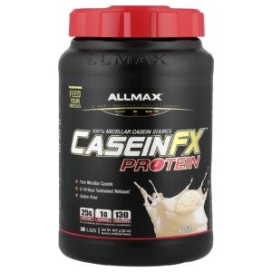 ALLMAX Proteína Casein-FX™ Fonte Micelar 100% Caseína Baunilha 907 g (2 lb)