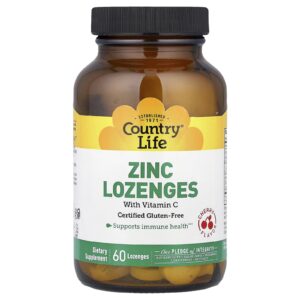 Country Life Pastilhas de Zinco com Vitamina C Cereja 60 Pastilhas