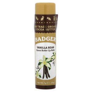 Badger Orgânico Bálsamo Labial de Manteiga de Cacau Feijão de Baunilha 7 g (025 oz)