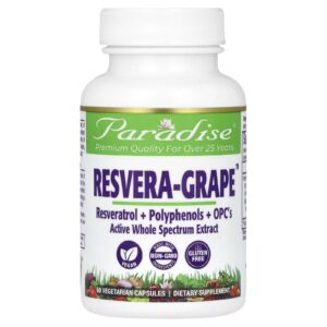 Paradise Herbs Resvera-Uva 60 Cápsulas Vegetarianas (250 mg por Cápsula)