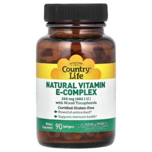 Country Life Natural E-Complex with Mixed Tocopherols 400 UI 90 Cápsulas Softgel