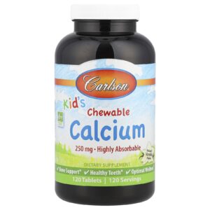 Carlson Para Crianças Cálcio Mastigável Baunilha Natural 250 mg 120 Comprimidos