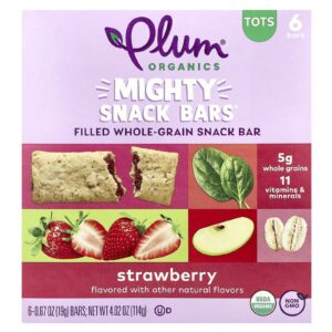 Plum Organics Mighty Snack Bars® Tots Morango 6 Barras 19 g (067 oz) Cada