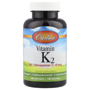 Carlson Vitamina K2 MK-7 (Menaquinona-7) 45 mcg 180 Cápsulas Softgel
