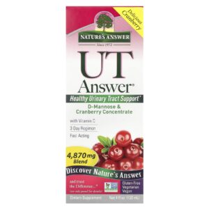 Natures Answer UT Answer D-Manose e Concentrado de Cranberry 4.870 mg 120 ml (4 fl oz)
