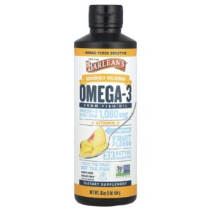 Barleans Seriously Delicious® Ômega-3 de Óleo de Peixe + Vitamina D Smoothie de Manga e Pêssego 454 g (16 oz)