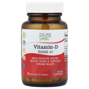 Pure Essence Vitamina D 2.000 UI 30 Cápsulas Vegetais