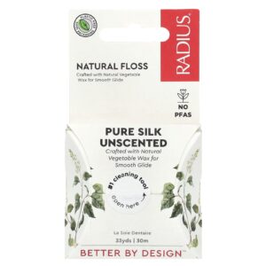 RADIUS Fio Dental Natural Seda Pura Sem Perfume 30 m (33 jardas)