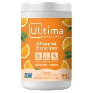 Ultima Replenisher 6 Eletrólitos Essenciais Mistura para Bebida de Eletrólitos Diários Laranja 315 g (111 oz)