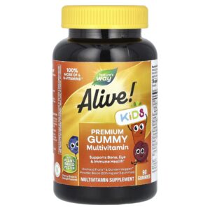 Natures Way Alive! Crianças Multivitamínico em Gomas Premium Sabores Uva e Laranja 90 Gomas