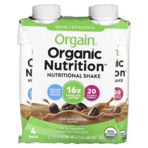 Orgain Nutrição Orgânica Shake Nutricional Café Mocha Iced Embalagem com 4 330 ml (11 fl oz) Cada