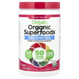 Orgain Organic Superfoods™ + Supernutrição Probiótica em Pó Frutos Silvestres 280 g (99 oz)