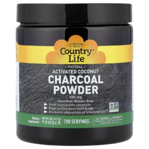 Country Life Pó de Carvão Vegetal e Coco Ativados 500 mg 1417 g (5 oz)