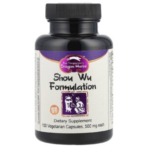 Dragon Herbs Formulação de Shou Wu 500 mg 100 Cápsulas Vegetarianas