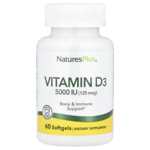 NaturesPlus Vitamina D3 125 mcg (5.000 UI) 60 Cápsulas Softgel