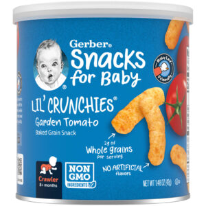 Gerber Lanches para Bebês Lil Crunchies Lanche de Grãos Assados Acima de 8 Meses Tomate de Horta 42 g (148 oz)