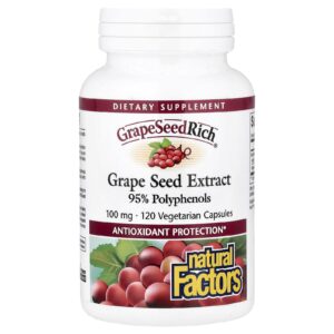 Natural Factors GrapeSeedRich® Extrato da Semente de Uva 100 mg 120 Cápsulas Vegetarianas