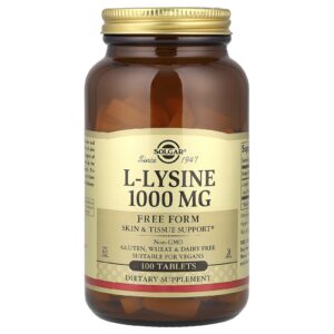 Solgar L-Lisina Forma Livre 1.000 mg 100 Comprimidos