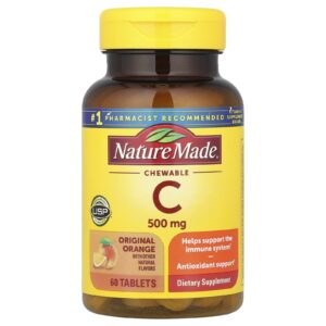 Nature Made Vitamina C Mastigável Laranja 500 mg 60 Comprimidos