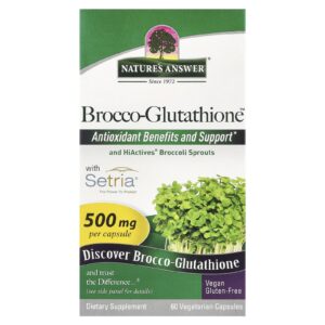 Natures Answer Brócolis e Glutationa 500 mg 60 Cápsulas Vegetarianas