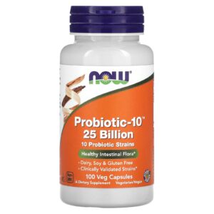 NOW Foods Probiotic-10 25 Bilhões 100 Cápsulas Vegetais