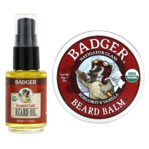 Badger Kit de Tratamento de Barba Bergamota e Baunilha Kit de 2 Peças