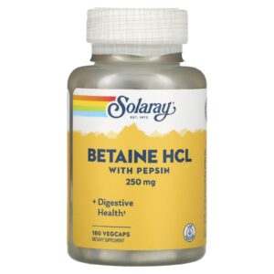 Solaray Cloridrato de Betaína com Pepsina 180 VegCaps