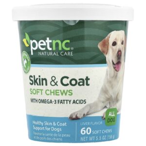 petnc NATURAL CARE Cápsulas Mastigáveis para Pele e Pelos Para Cães Fígado 60 Cápsulas Mastigáveis 156 g (55 oz)