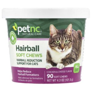 petnc NATURAL CARE Bola de Pêlo Mastigável Sabor Só para Gatos Frango e Queijo 90 Mastigáveis Macias
